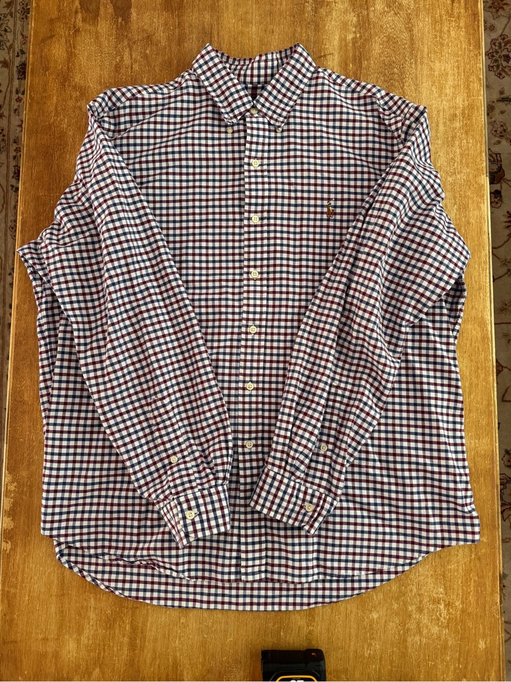 Ralph Lauren Men’s Button-Down Check Shirt - White, Navy & Maroon
